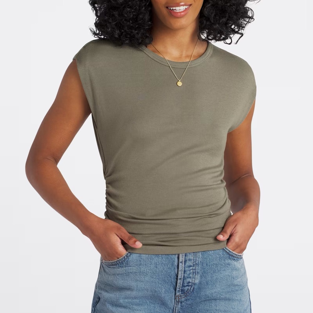 Michael Stars Olive Green Cap Sleeve Tee